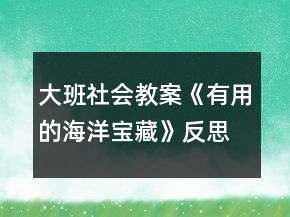 大班社会教案《有用的海洋宝藏》反思