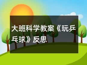 大班科学教案《玩乒乓球》反思