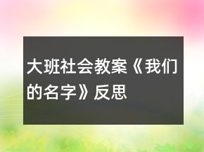 大班社会教案《我们的名字》反思