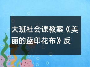 大班社会课教案《美丽的蓝印花布》反思