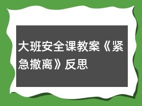 大班安全课教案《紧急撤离》反思