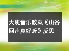 大班音乐教案《山谷回声真好听》反思