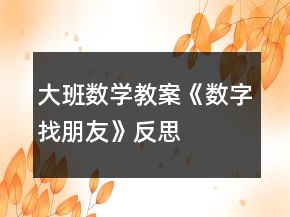 大班数学教案《数字找朋友》反思