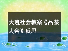 大班社会教案《品茶大会》反思