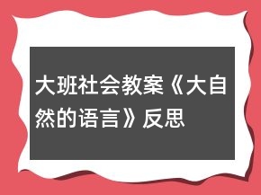 大班社会教案《大自然的语言》反思
