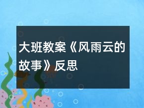 大班教案《风雨云的故事》反思
