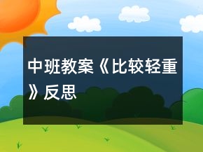 中班教案《比较轻重》反思