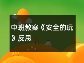 中班教案《安全的玩》反思