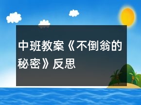 中班教案《不倒翁的秘密》反思