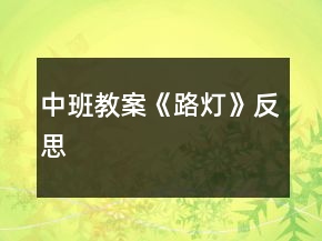 中班教案《路灯》反思