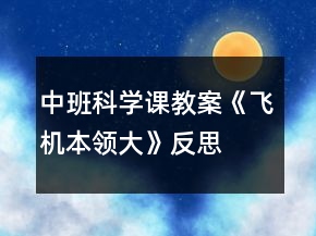 中班科学课教案《飞机本领大》反思