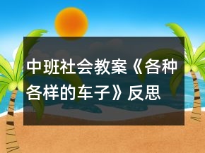 中班社会教案《各种各样的车子》反思