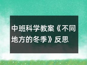 中班科学教案《不同地方的冬季》反思