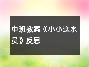 中班教案《小小送水员》反思