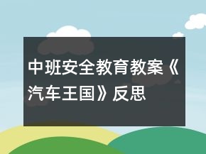 中班安全教育教案《汽车王国》反思