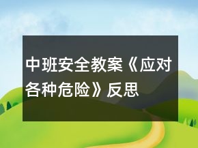 中班安全教案《应对各种危险》反思
