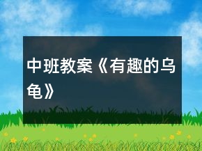 中班教案《有趣的乌龟》