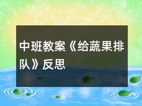 中班教案《给蔬果排队》反思