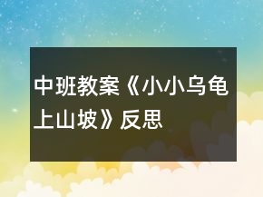 中班教案《小小乌龟上山坡》反思
