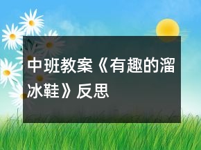 中班教案《有趣的溜冰鞋》反思