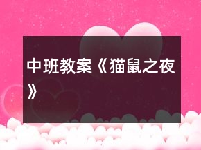 中班教案《猫鼠之夜》