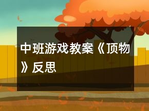 中班游戏教案《顶物》反思