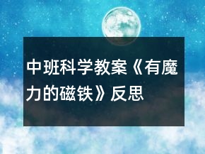 中班科学教案《有魔力的磁铁》反思