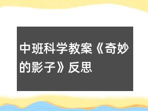 中班科学教案《奇妙的影子》反思