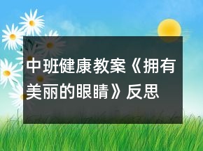 中班健康教案《拥有美丽的眼睛》反思