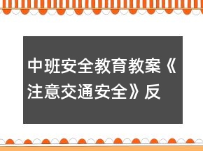 中班安全教育教案《注意交通安全》反思