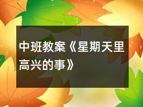 中班教案《星期天里高兴的事》