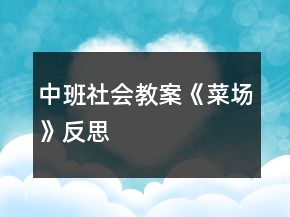 中班社会教案《菜场》反思