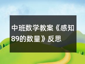 中班数学教案《感知8、9的数量》反思