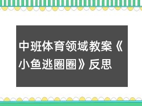 中班体育领域教案《小鱼逃圈圈》反思