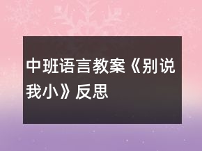 中班语言教案《别说我小》反思