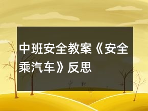 中班安全教案《安全乘汽车》反思