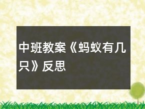 中班教案《蚂蚁有几只》反思