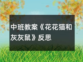 中班教案《花花猫和灰灰鼠》反思