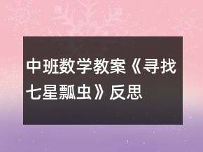 中班数学教案《寻找七星瓢虫》反思
