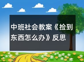 中班社会教案《捡到东西怎么办》反思