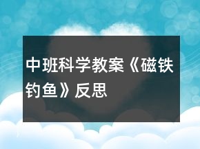中班科学教案《磁铁钓鱼》反思
