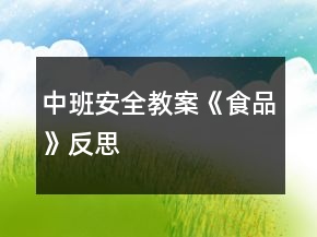 中班安全教案《食品》反思