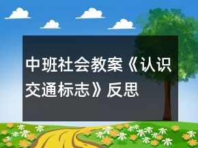 中班社会教案《认识交通标志》反思
