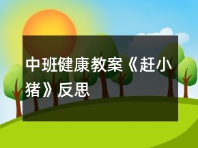 中班健康教案《赶小猪》反思