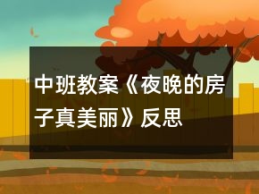 中班教案《夜晚的房子真美丽》反思