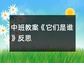 中班教案《它们是谁》反思
