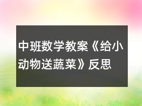 中班数学教案《给小动物送蔬菜》反思
