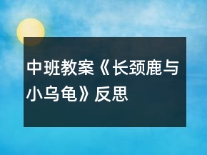 中班教案《长颈鹿与小乌龟》反思