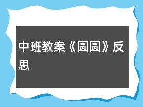 中班教案《圆圆》反思