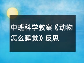 中班科学教案《动物怎么睡觉》反思